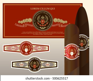 Vintage cigar band set. Design elements