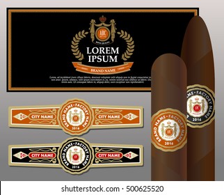 Vintage cigar band set. Design elements