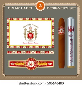Vintage cigar label set. Design elements