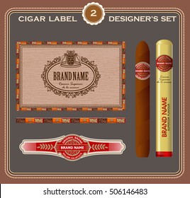 Vintage cigar label set. Design elements