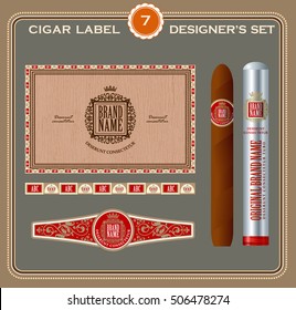 Vintage Cigar Label Set. Design Elements