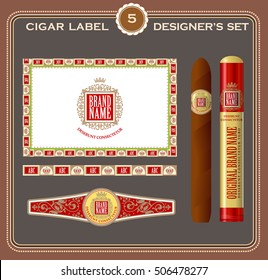Vintage cigar label set. Design elements