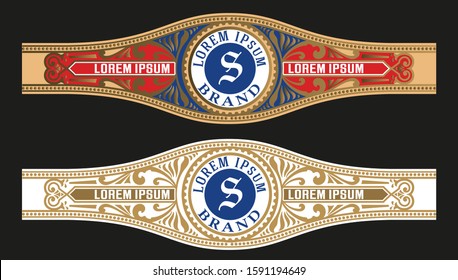 Vintage Cigar Label Template. Vector with emboss and gold layers