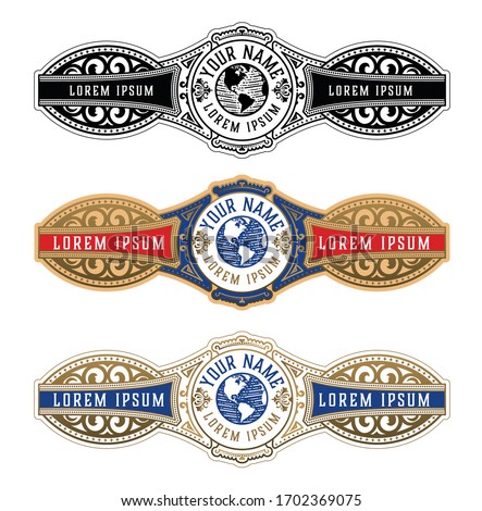Vintage Cigar Label Template. Vector with emboss and gold layers