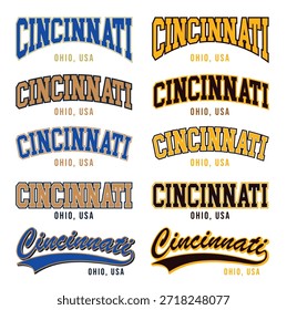 Antiguas CINCINNATI Typography Set – Colección de letras retro americana