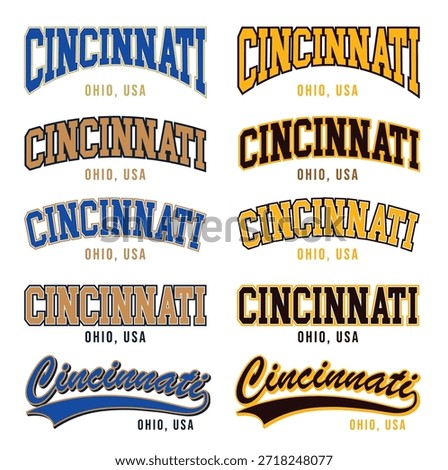 Vintage CINCINNATI Typography Set – Retro American Lettering Collection