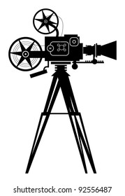 Vintage cinema camera, vector illustration