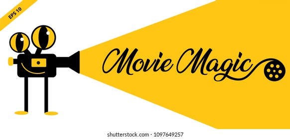 Vintage Cinema Movie Magic Character  Cartoon Logo Banner