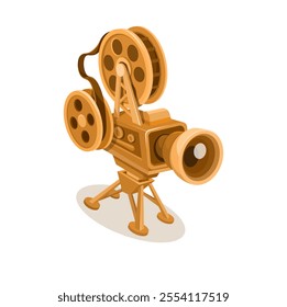 Vintage Cinema Projector Cartoon Illustration Vector