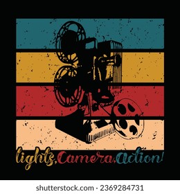 Vintage cinema projector tshirt design