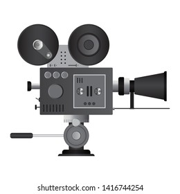 Vintage cinema projector vector illustration isolated on white background