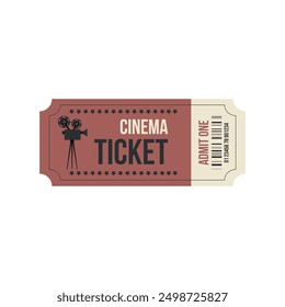 Vintage cinema ticket template with black old film projector. Admit one retro ticket. Ticket Admission Entry Event Design