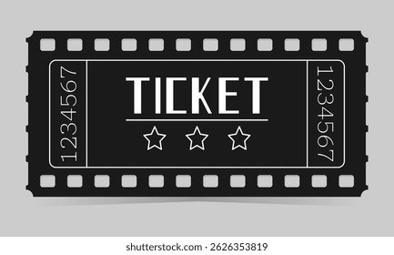 Vintage cinema ticket template vector illustration