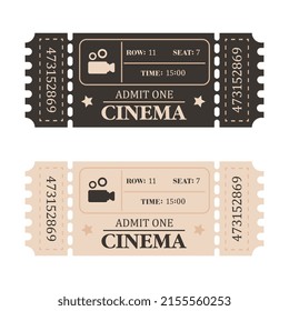 Vintage cinema tickets. Admit one ticket	