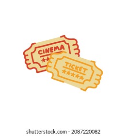 Vintage cinema tickets vector hand drawn illustration.  Entry cards for movie premiere, film festival, theatre, show, concert, performance, or other entertainments.  