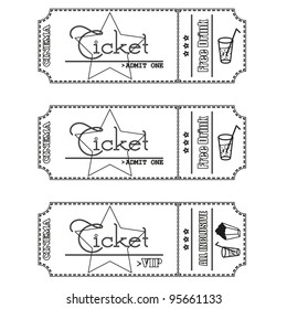 Vintage cinema tickets.Vector illustration.