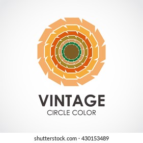 Vintage circle of colorful abstract vector and logo design or template spiral business icon of company identity symbol concept
