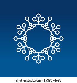 Vintage circle frame. Snowflake isolated. Vector pattern