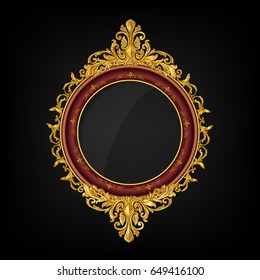 vintage circle  gold picture frame