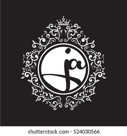 vintage circle initial letter logo
