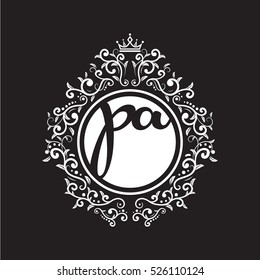 vintage circle initial letter logo