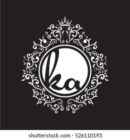 vintage circle initial letter logo