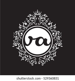 vintage circle initial letter logo