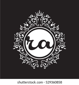 vintage circle initial letter logo