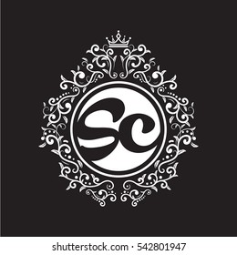 vintage circle initial logo