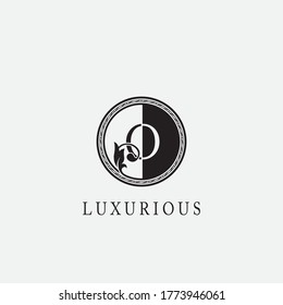 Vintage Circle O Letter  Logo Icon. Classy Ornate Leaf Shape design on black and white color for business initial  like fashion, Jewelry, Beauty Salon, Cosmetics, Spa, Hotel and Restaurant.