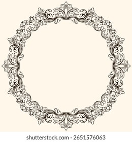 Marco barroco oval del círculo de Antiguas con el arte floral de la ilustración del grabado del ornamento