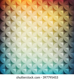 Vintage circle pattern with decorative geometric elements. Vector colorful background. Soft light retro color. Retro style. Summer retro background. Soft retro background. Blurred retro background. 