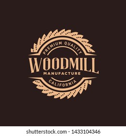 Vintage circle saw emblem badge logo design