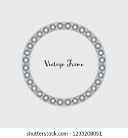 Vintage circular frame of mosaic border. Vector retro design elements and filigree decorations