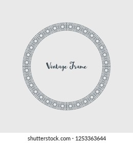 Vintage circular frame of mosaic border. Vector retro design elements and filigree decorations