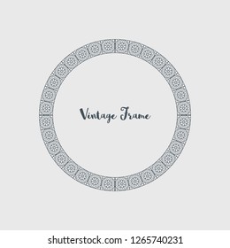 Vintage circular frame of mosaic border. Vector retro design elements and filigree decorations