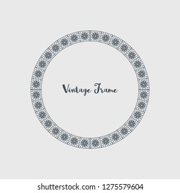 Vintage circular frame of mosaic border. Vector retro design elements and filigree decorations