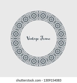 Vintage circular frame of mosaic border. Vector retro design elements and filigree decorations