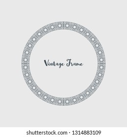 Vintage circular frame of mosaic border. Vector retro design elements and filigree decorations