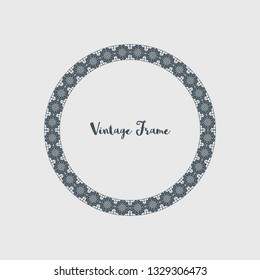 Vintage circular frame of mosaic border. Vector retro design elements and filigree decorations