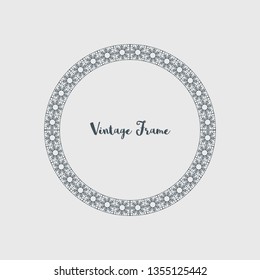 Vintage circular frame of mosaic border. Vector retro design elements and filigree decorations