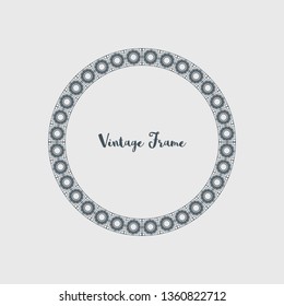 Vintage circular frame of mosaic border. Vector retro design elements and filigree decorations