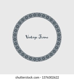 Vintage circular frame of mosaic border. Vector retro design elements and filigree decorations