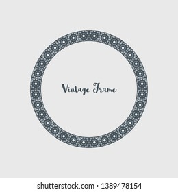 Vintage circular frame of mosaic border. Vector retro design elements and filigree decorations