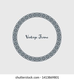 Vintage circular frame of mosaic border. Vector retro design elements and filigree decorations