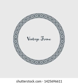 Vintage circular frame of mosaic border. Vector retro design elements and filigree decorations