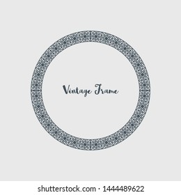 Vintage circular frame of mosaic border. Vector retro design elements and filigree decorations