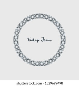 Vintage circular frame of mosaic border. Vector retro design elements and filigree decorations