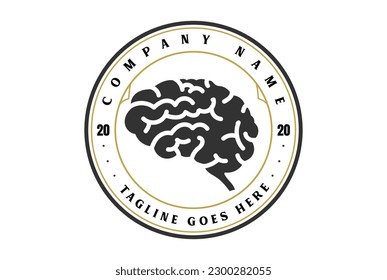 Vintage Circular Neuron Brain Doctor Clinic Care Stamp Logo Design