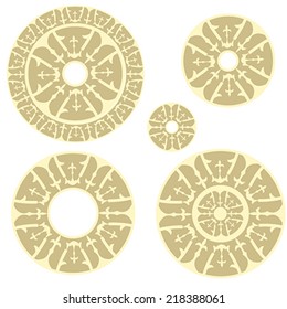 Vintage circular ornamenst with  traditional elements of ancient Altai pattern. illustration, vector